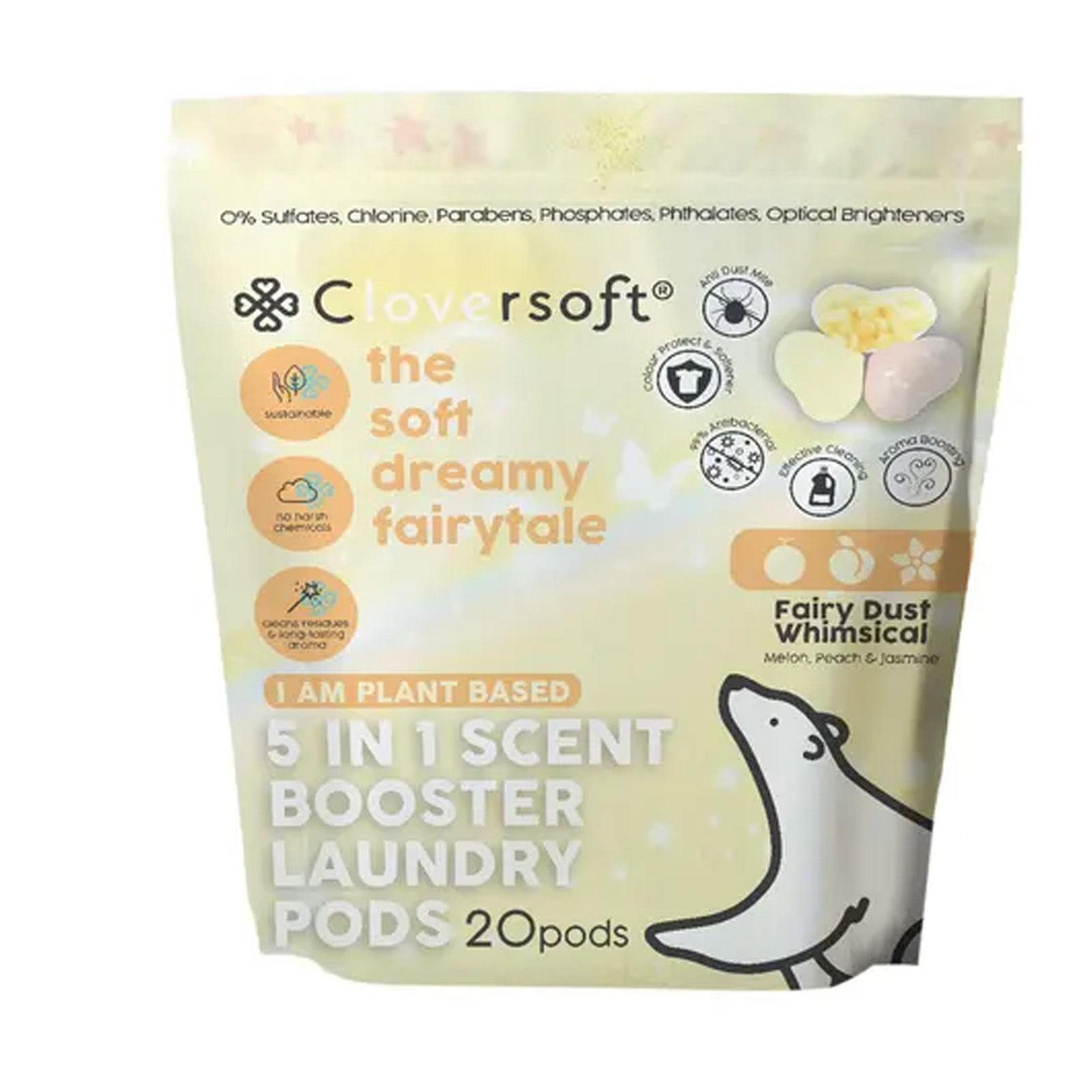 Cloversoft Plant-Based Fairy Dust Whimsical Laundry Pods with Scent Booster 20s