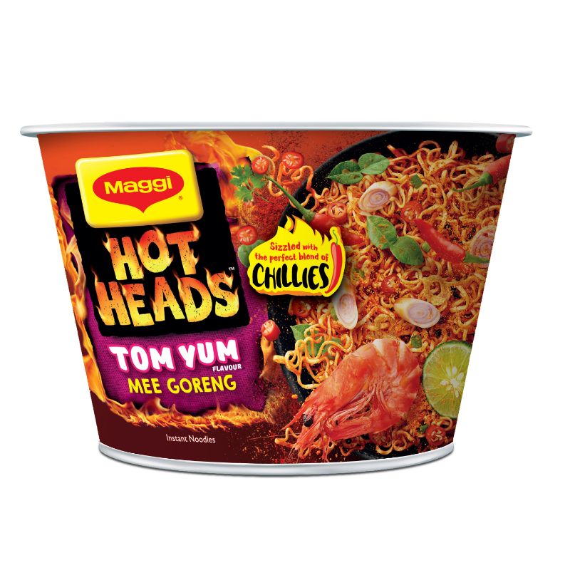 Maggi Hot Heads Pedas Giler Tom Yum Mi Goreng Instant Noodles Bowl