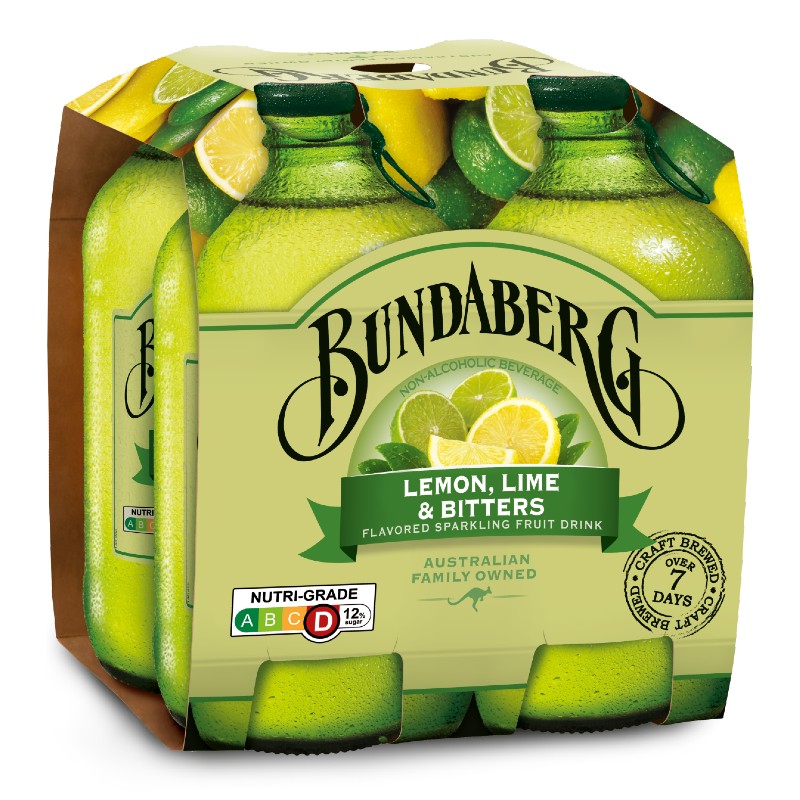 Bundaberg Lemon Lime & Bitters Sparkling Drink Bottle 4 x 375ml