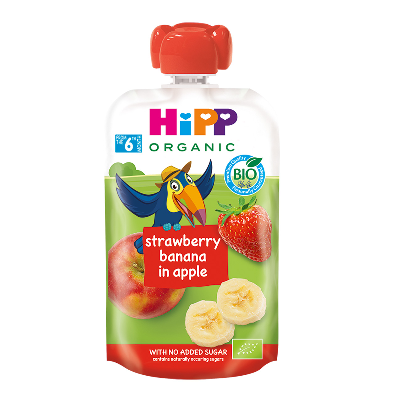 HIPP Organic 6 Months+ Strawberry Banana & Apple Baby Puree Pouch