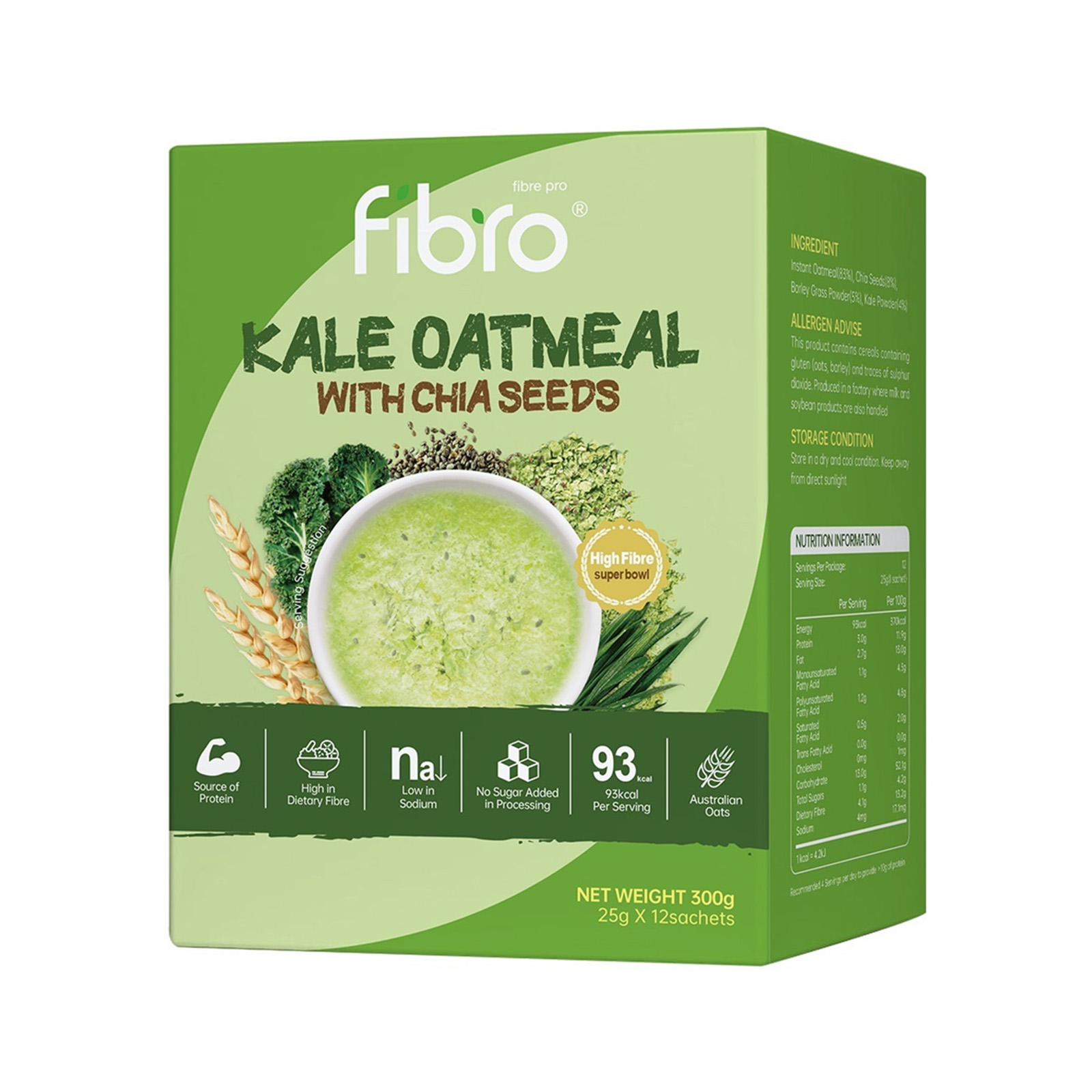 FIBRO Kale Oatmeal with Chia Seeds