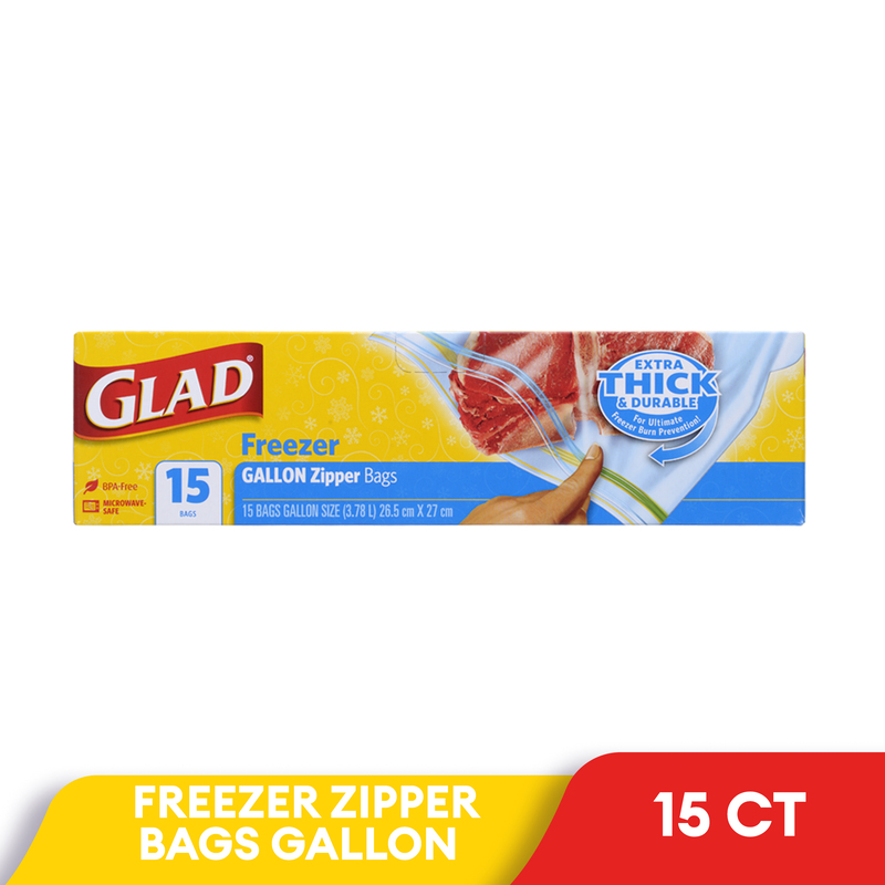 Glad Gallon Freezer Bags 26.5cm x 27cm 15s
