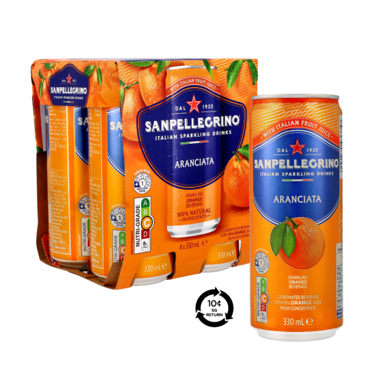 [BCRS] San Pellegrino Aranciata Sparkling Fruit Drink Can 4 x 330ml