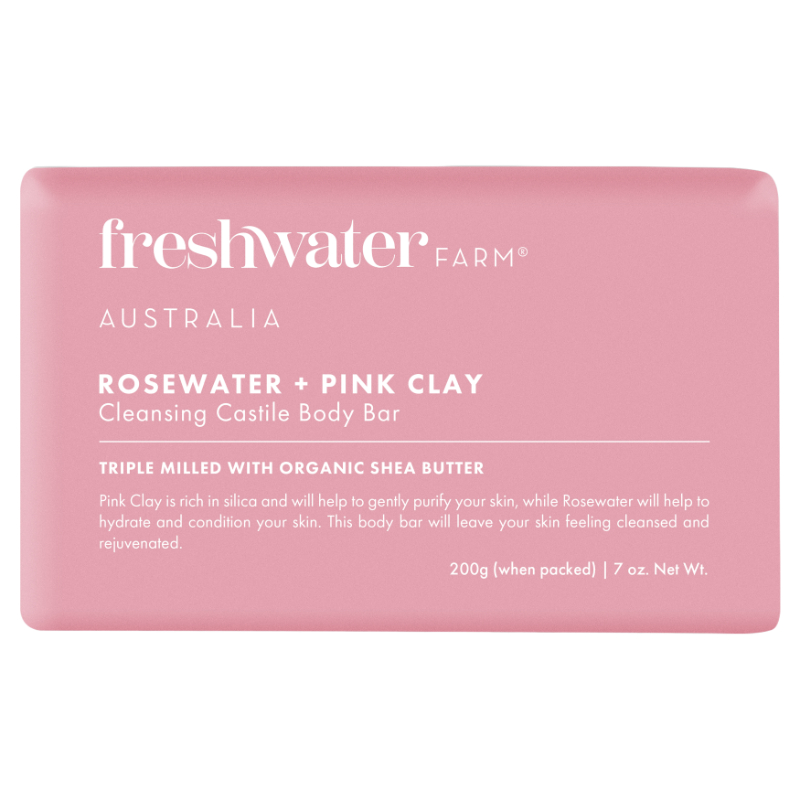 FRESHWATER Farm Rosewater & Pink Clay Cleansing Body Bar