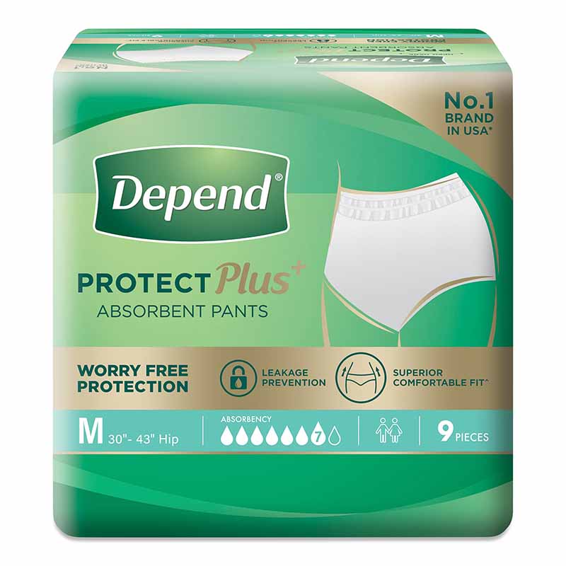 Depend Protect Plus Absorb Pants Size M Adult Diapers 9s