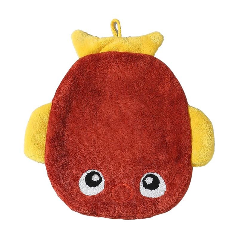 Sweet Home Cute Animals Hand Thickened Towel-Red brown fish