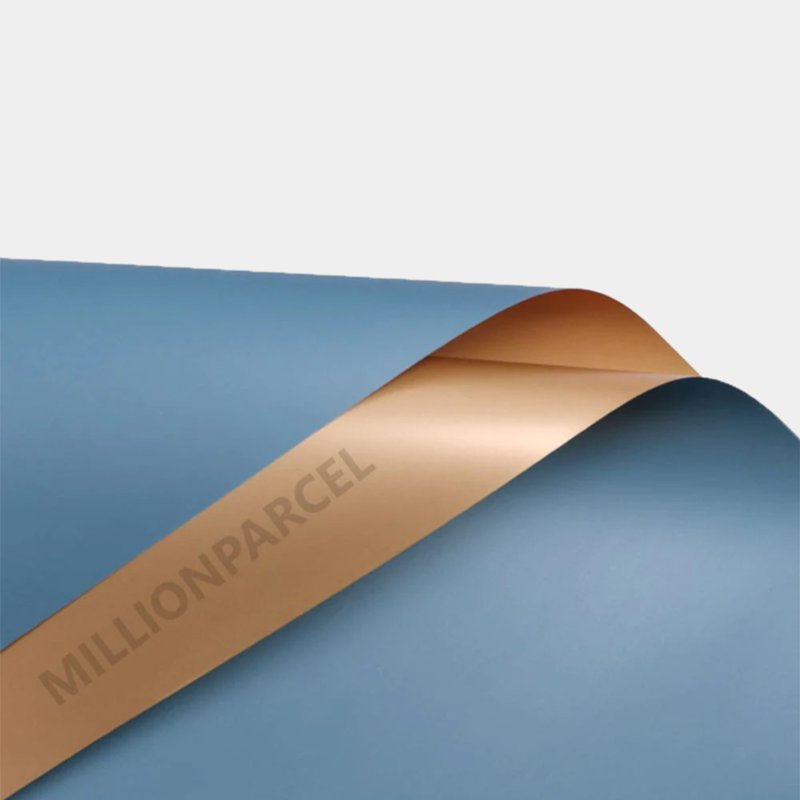 MillionParcel Flower Wrapping Paper - Grey Blue / Gold 20 S
