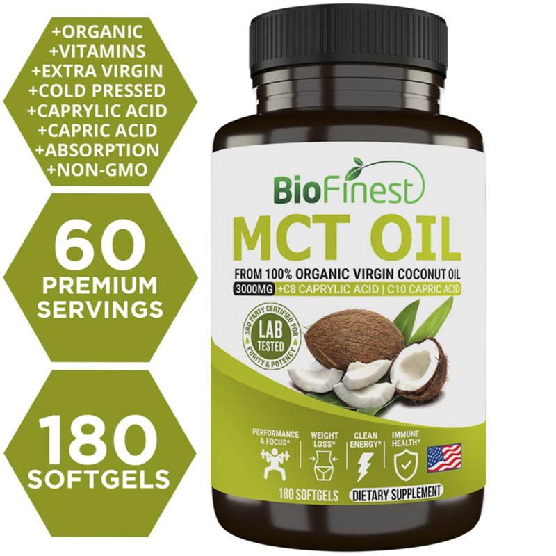 Biofinest MCT Oil 3000mg EV Coconut Oil Supplement Keto Diet 180 S