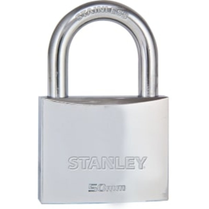 Stanley Solid Brass Standard Shackle Chrome Coated Padlock 50 MM