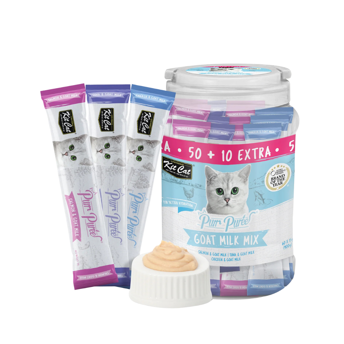 Kit Cat Purr Puree Liquid Treats for Cats - Goat Milk Mix