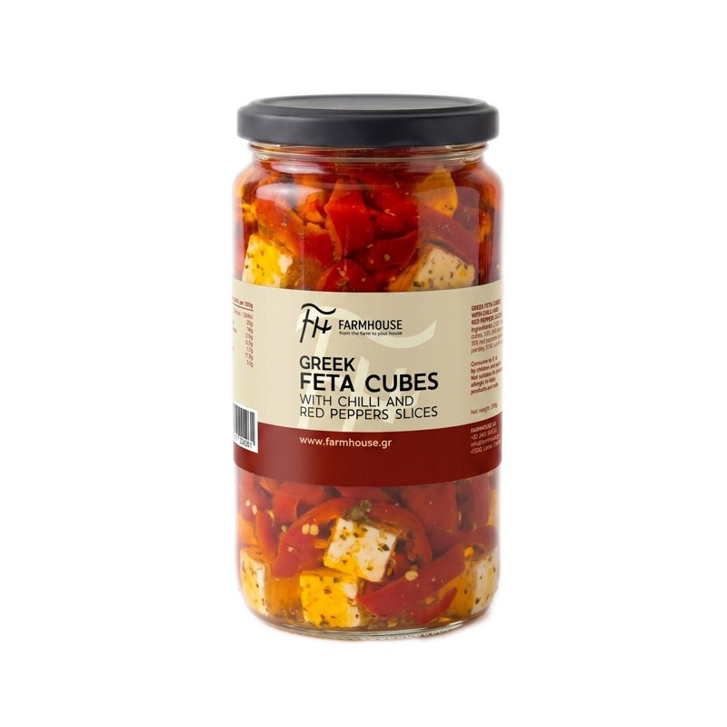 Farmhouse S.A Greek Feta Cubes Chili Peppers