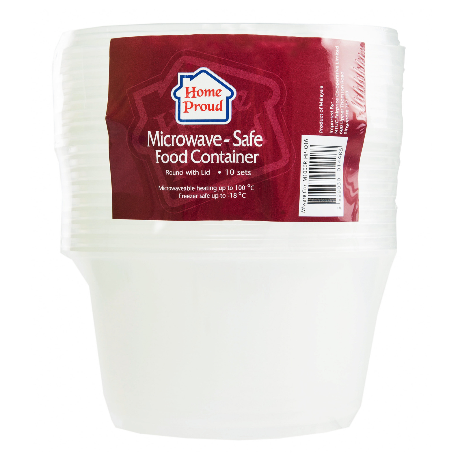 HomeProud Microwave-Safe Food Container - Round (M) 10 per pack