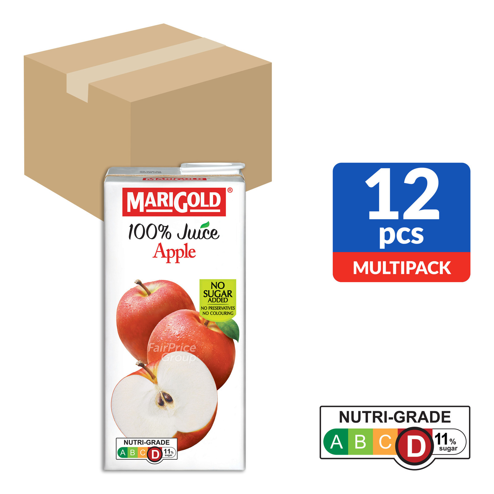 Marigold 100% Packet Juice - Apple 12 x 1L (CTN)