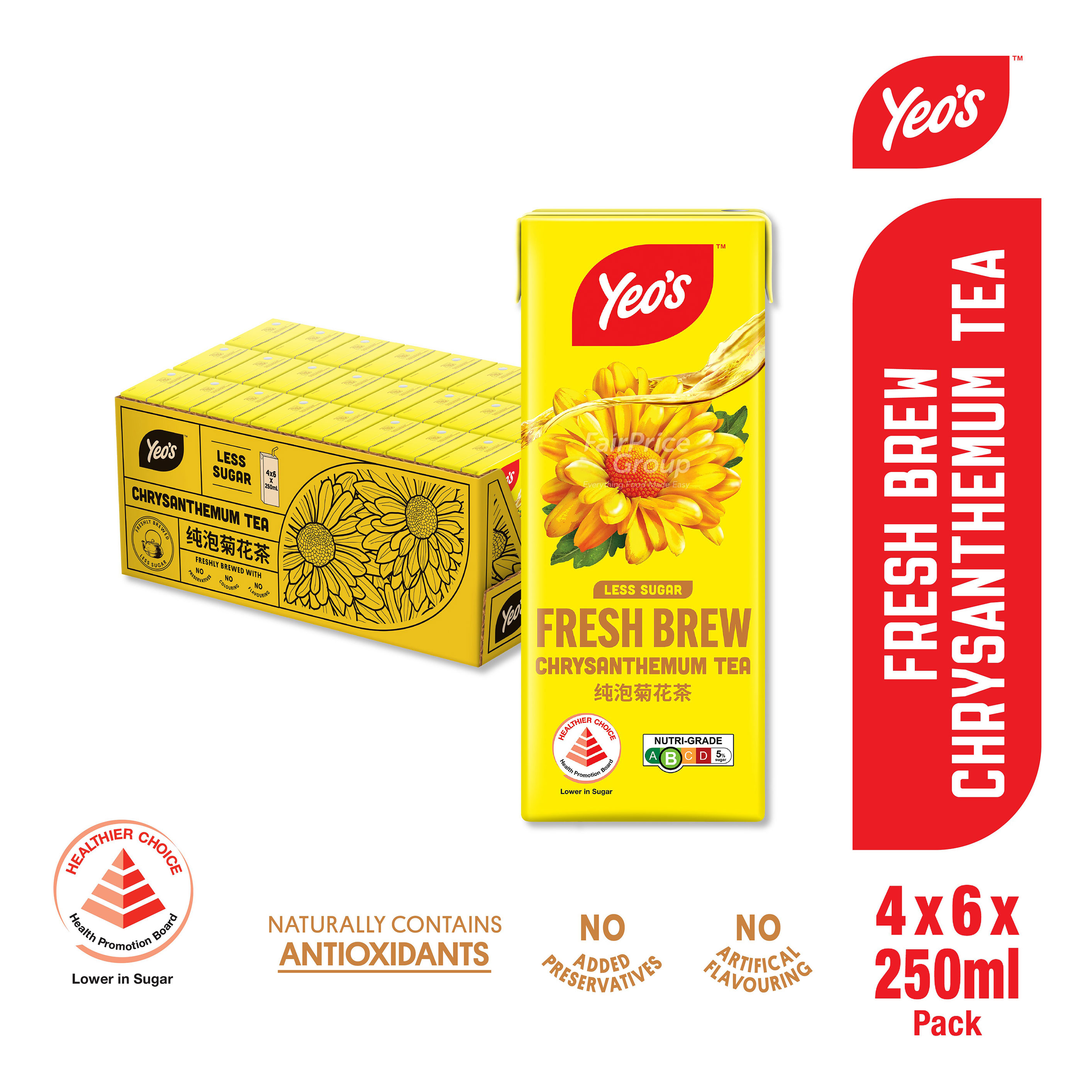 Yeo's Packet Drink - Chrysanthemum Tea (Not So Sweet) 24 x 250ml (CTN)