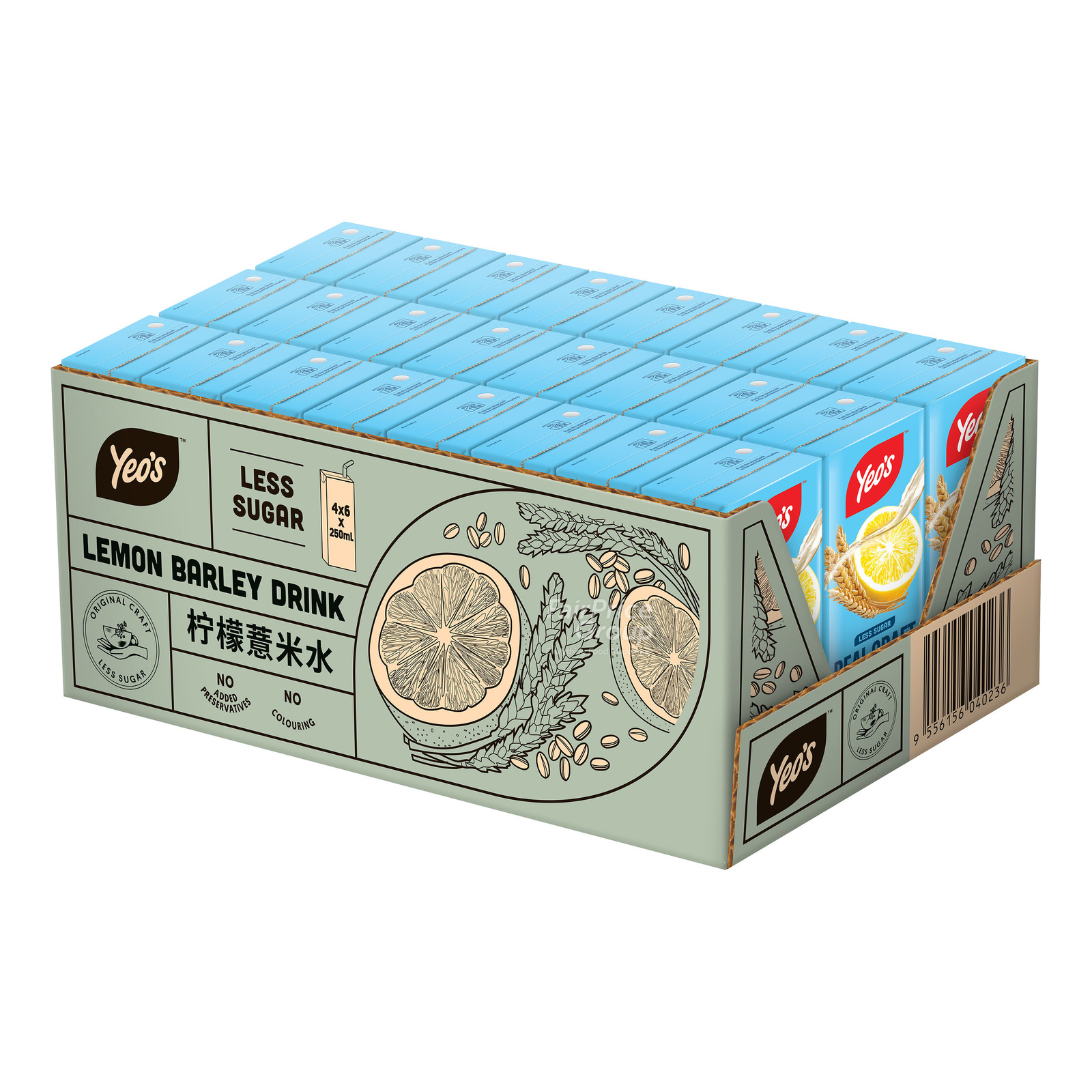 Yeo's Packet Drink - Lemon Barley (Not So Sweet) 24 x 250ml (CTN)