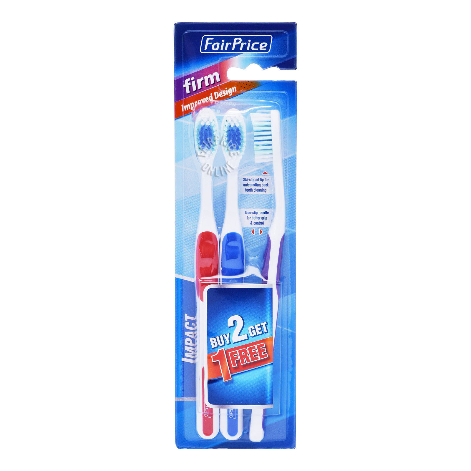 FairPrice Impact Toothbrush - Firm 2 + 1 free per pack