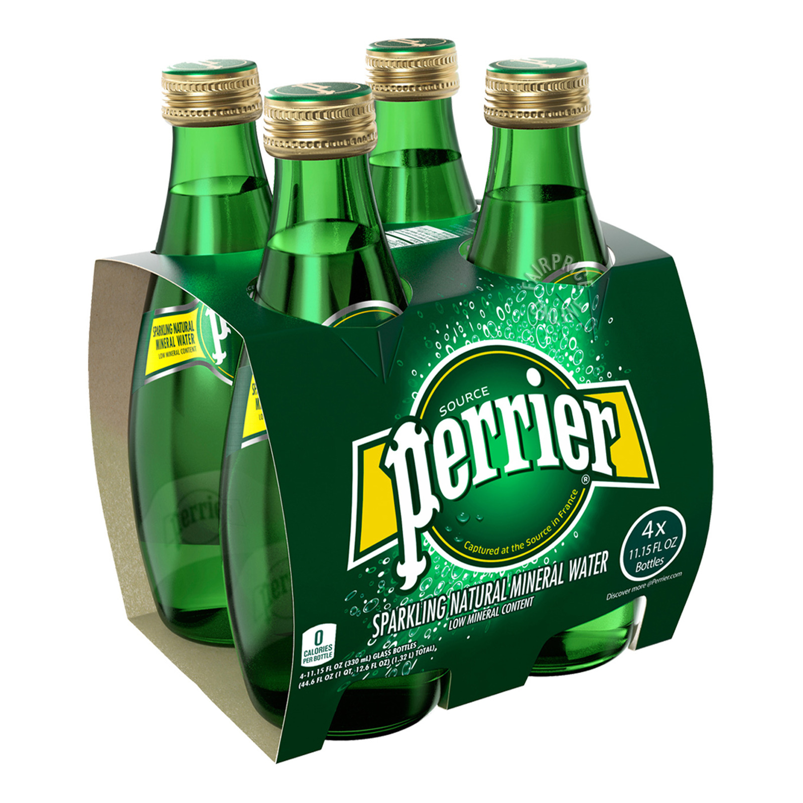 Perrier Sparkling Mineral Bottle Water - Natural 4 x 330ml