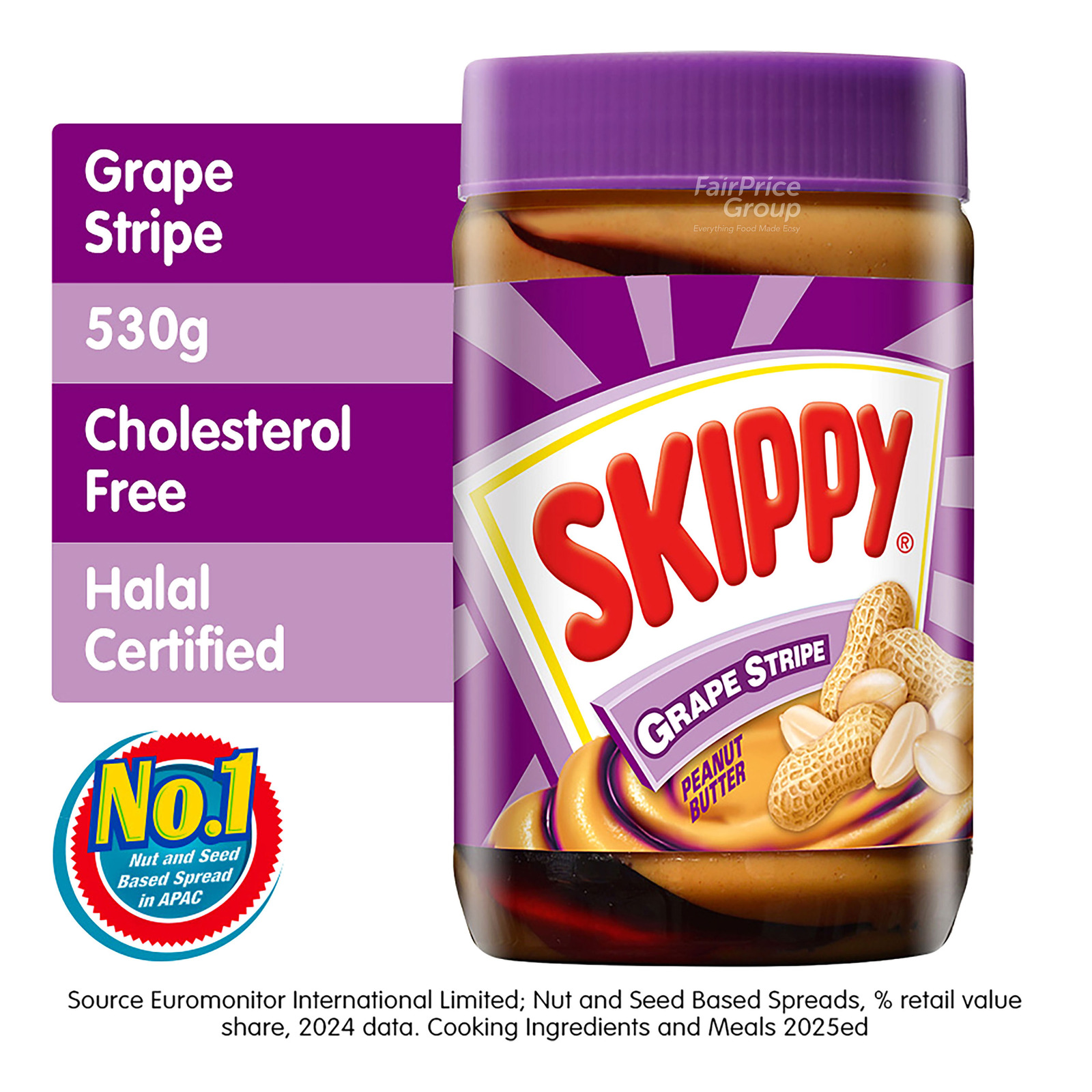 Skippy Peanut Butter Spread - Grape Stripe 530g