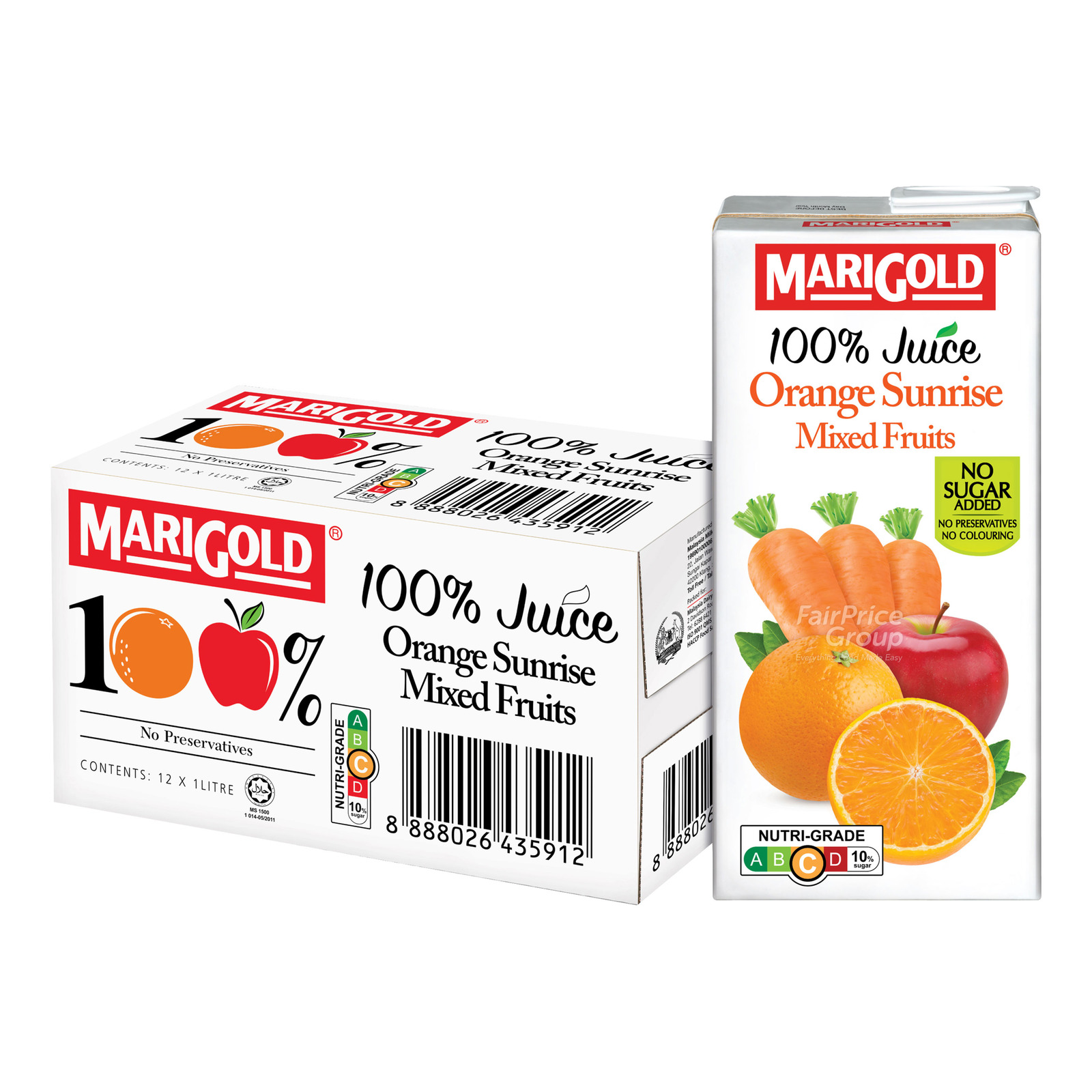Marigold 100% Juice - Orange Sunrise 12 x 1L (CTN)