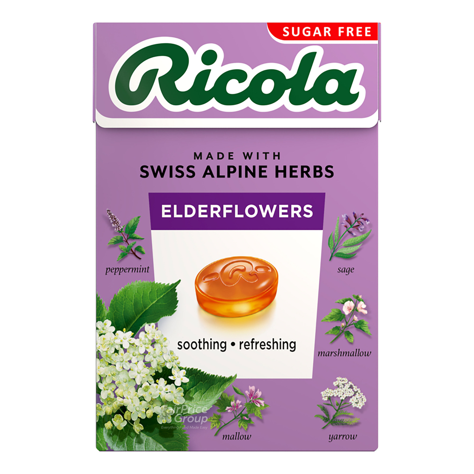Ricola Natural Relief Swiss Herb Lozenges - Elderflowers(No Sugar)