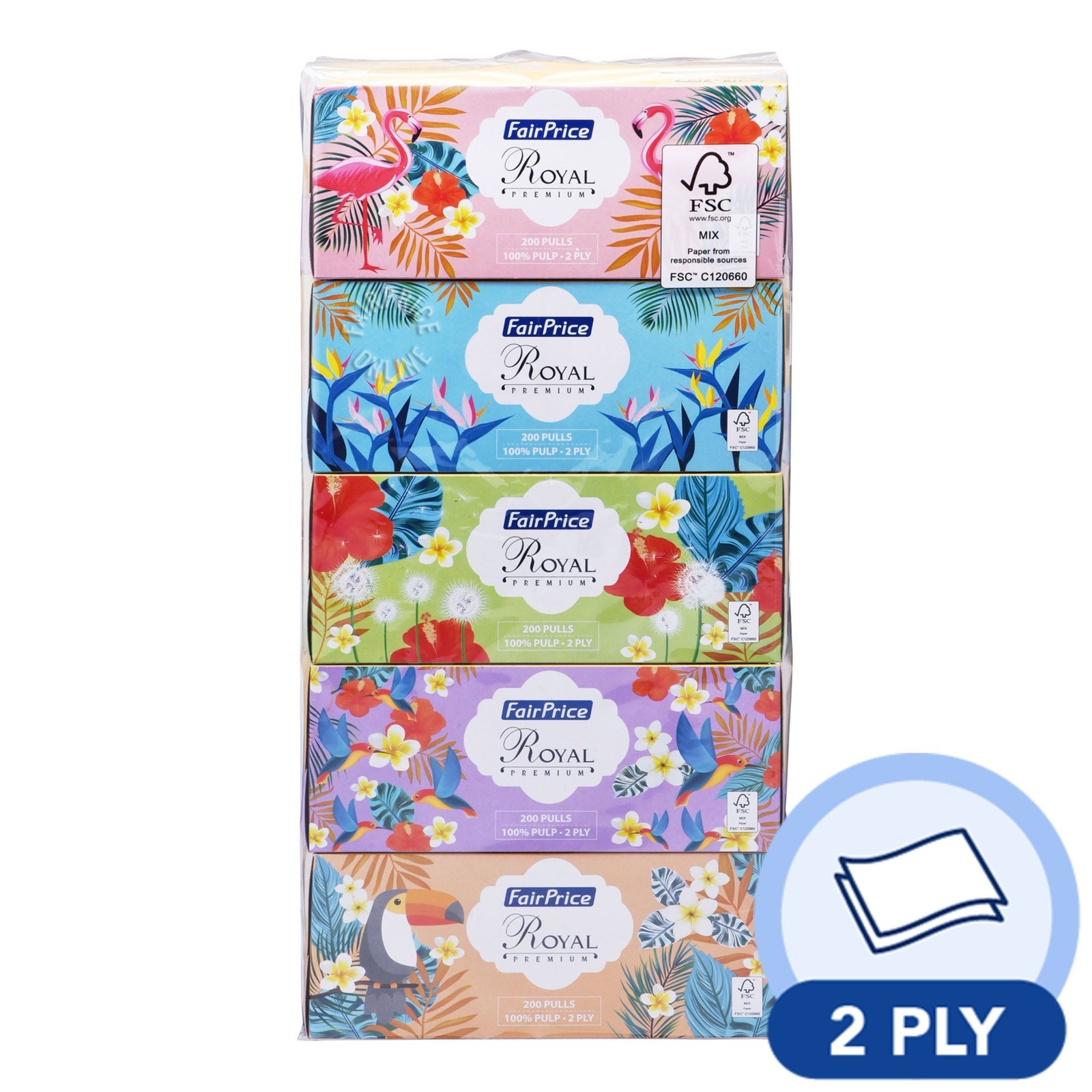 FairPrice Royal Premium Facial Tissue 2ply Box 5 x 200 per pack