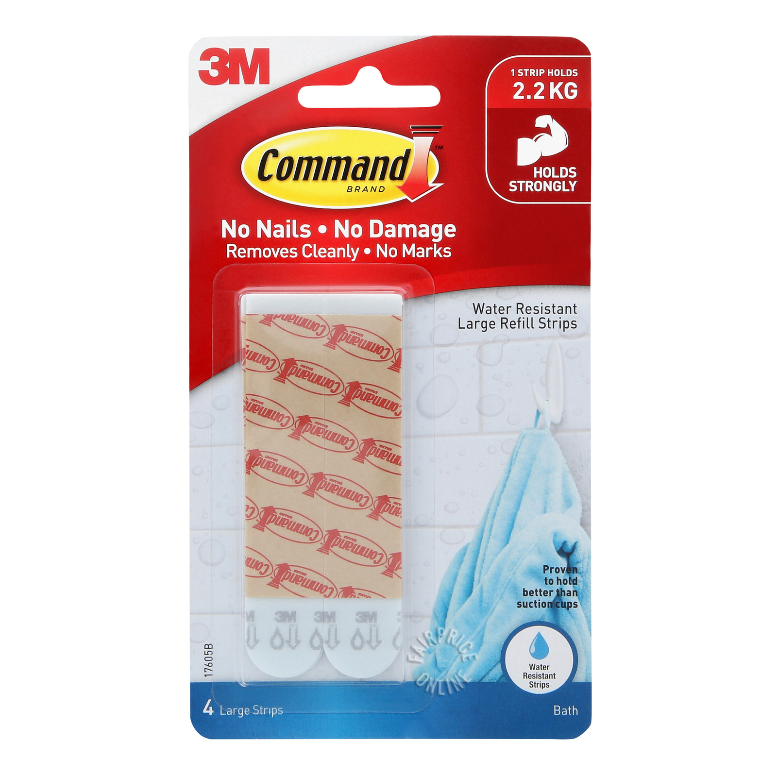 3M Command Refill Strips - Large (Water Resistant) 4 per pack