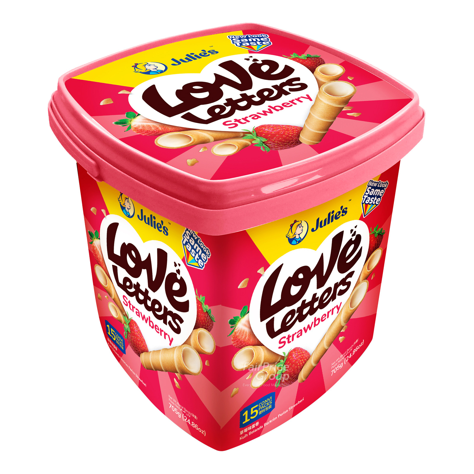 Julie's Love Letter Wafer Biscuit Roll - Strawberry