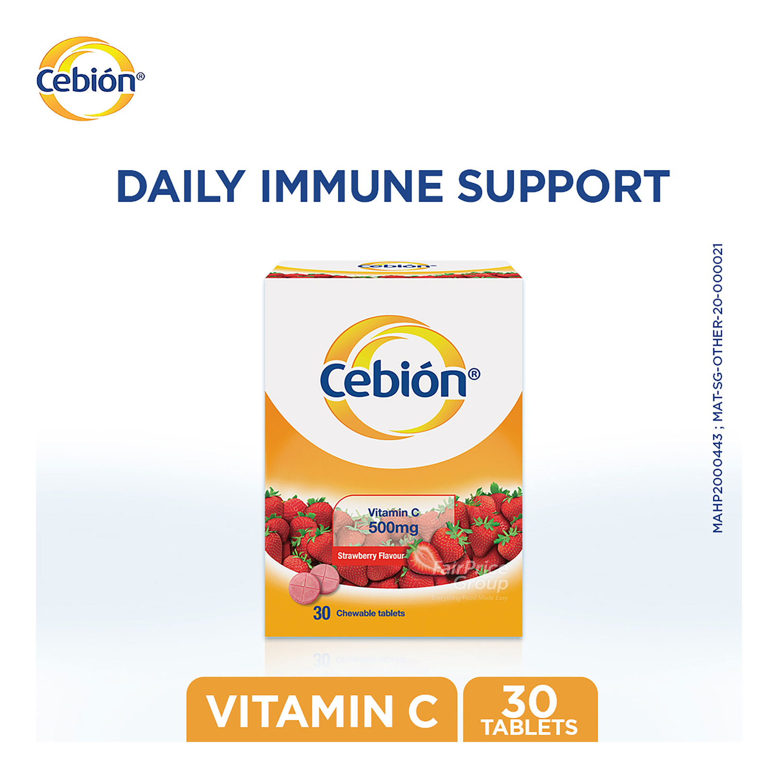 Cebion Vitamin C Chewable Tablets - Strawberry 30 per pack