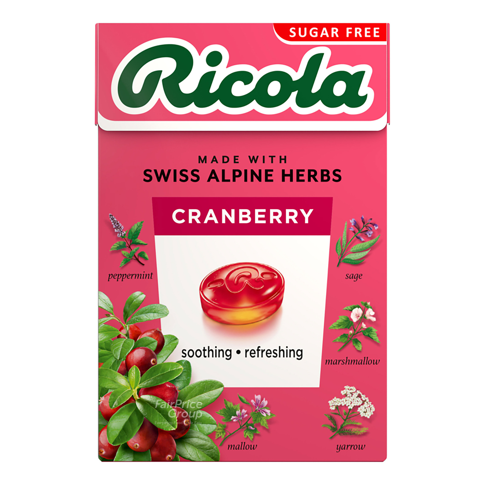 Ricola Natural Relief Swiss Herb Lozenges - Cranberry (No Sugar)