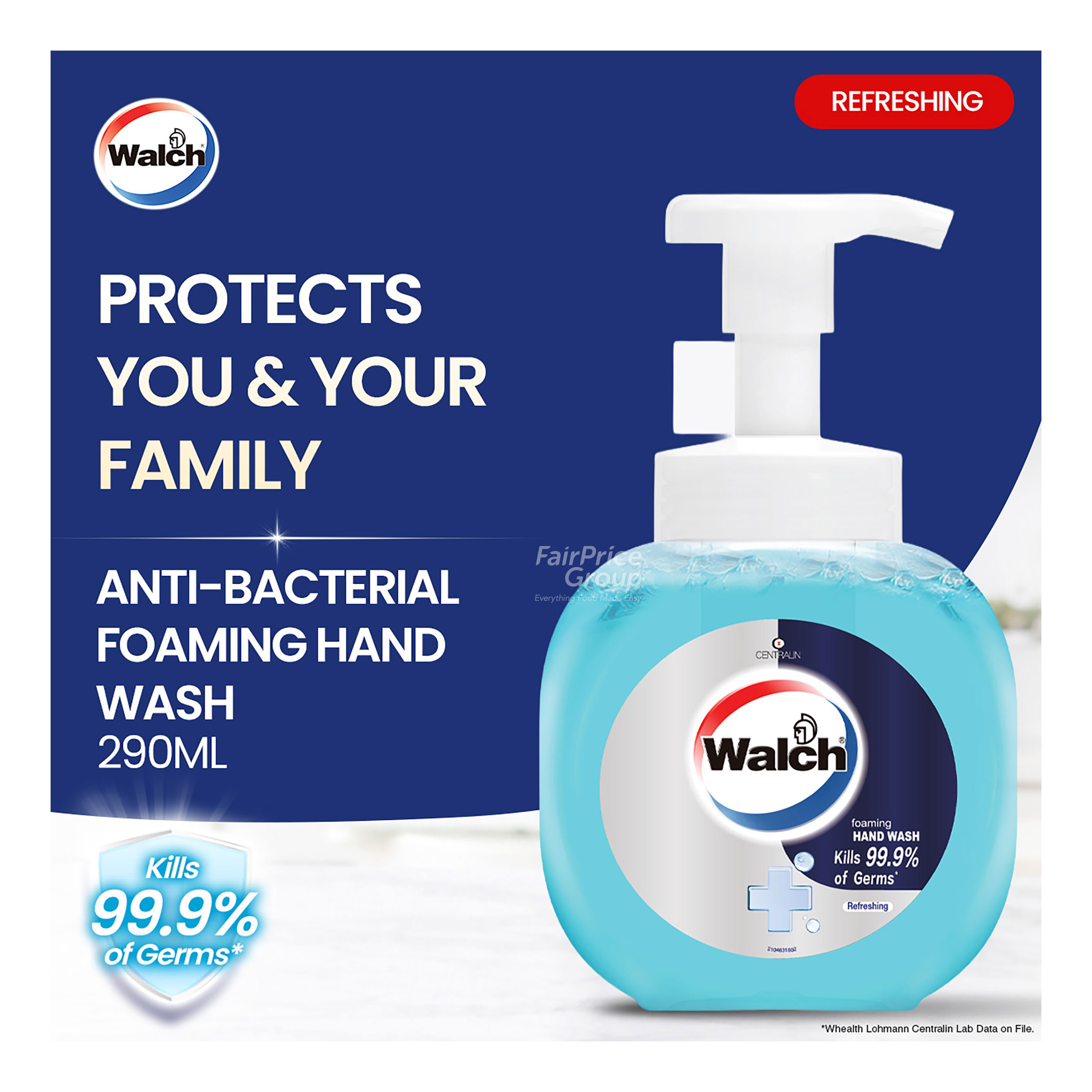 Walch Antibacterial Foaming Hand Wash - Refreshing 290ml