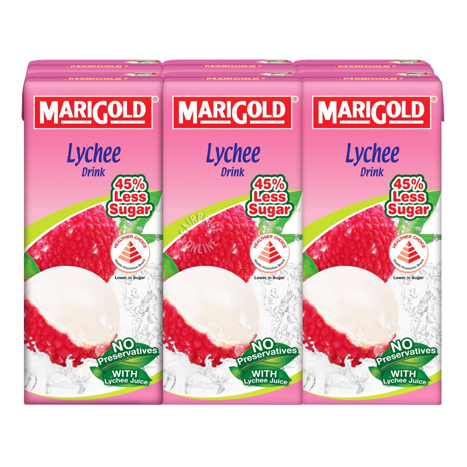 Marigold Packet Drink - Lychee (Less Sweet) 6 x 250ml
