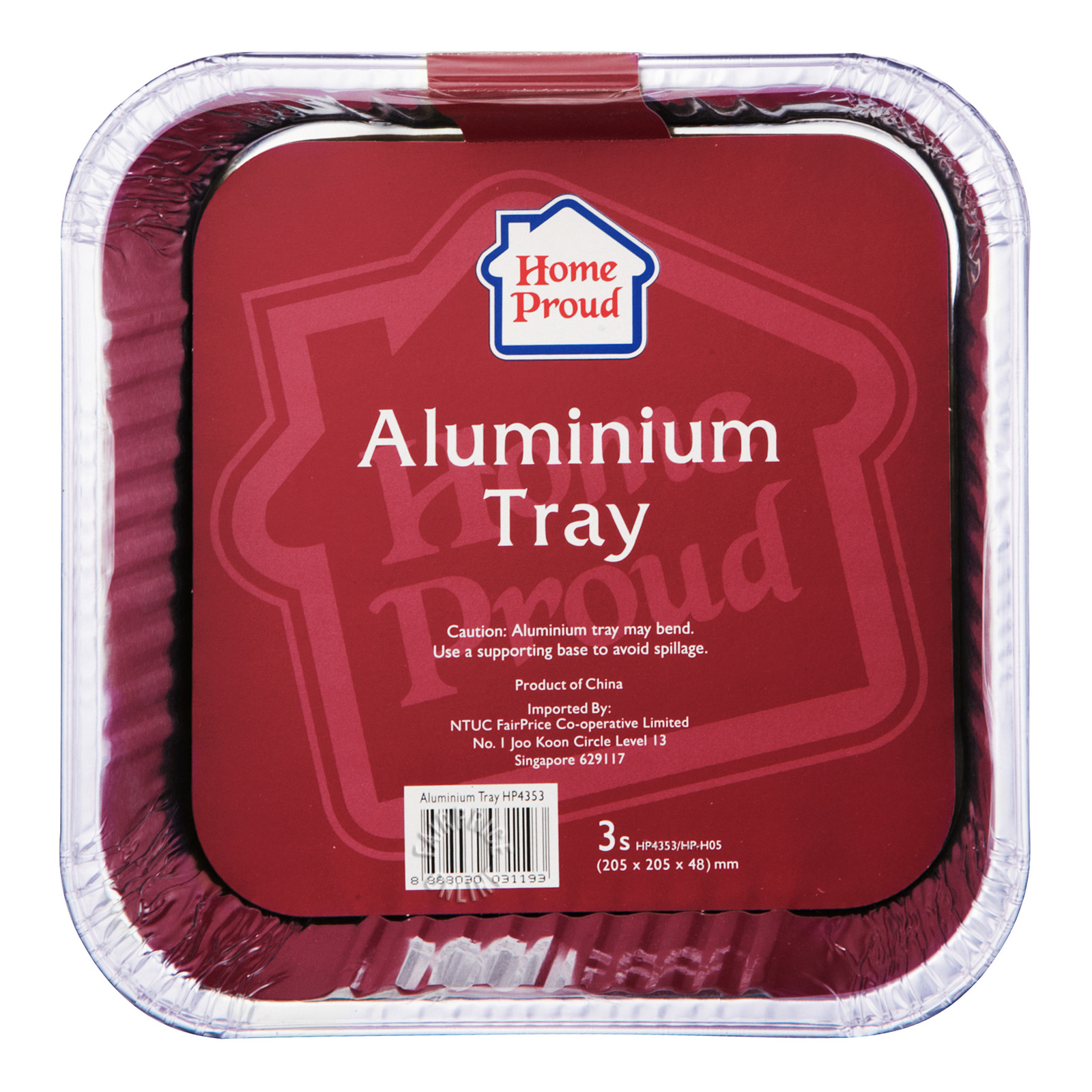 HomeProud Aluminium Tray - Square (20.5 x 20.5 x 4.8cm) 3 per pack