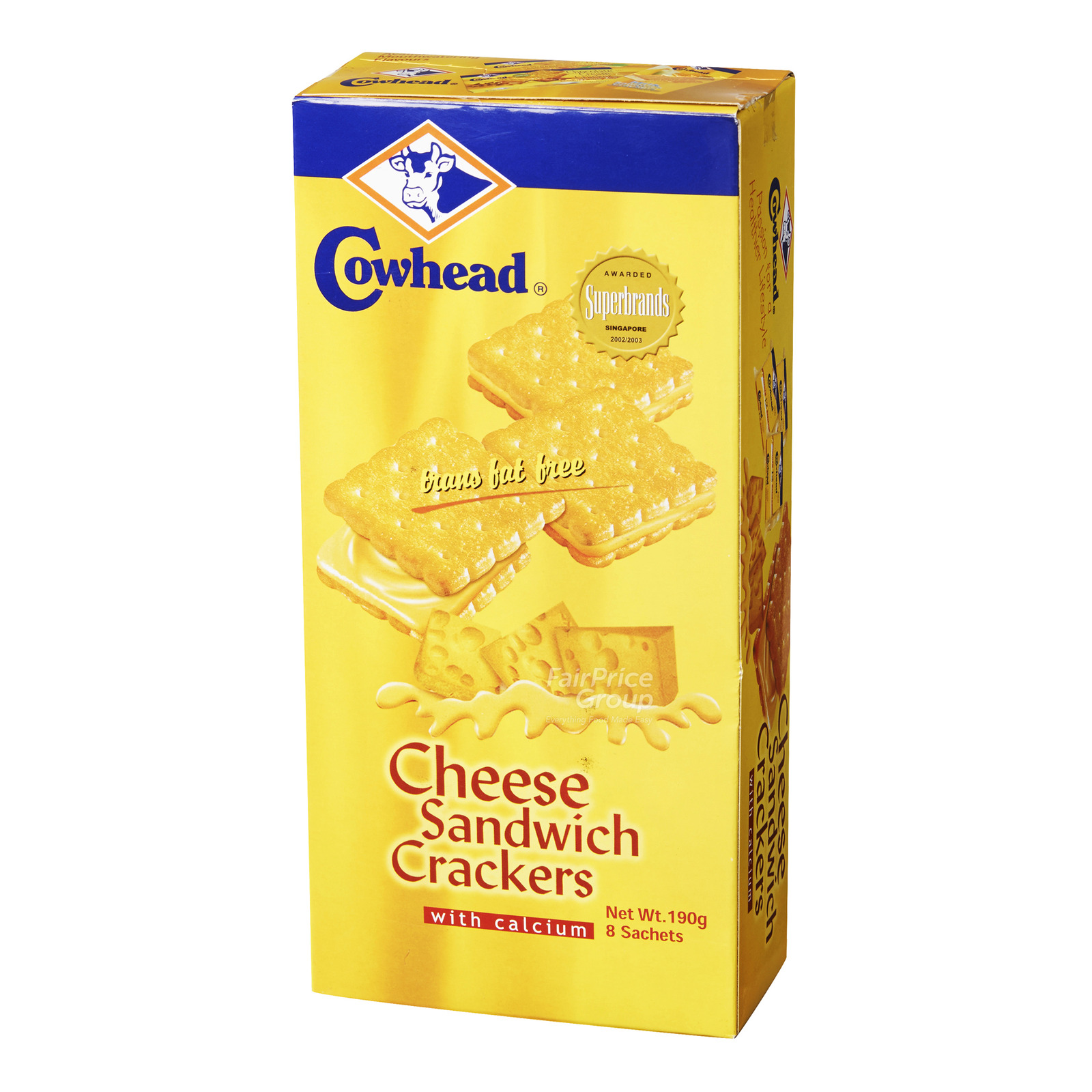 Cowhead Sandwich Crackers with Calcium - Cheese (8 per pack)