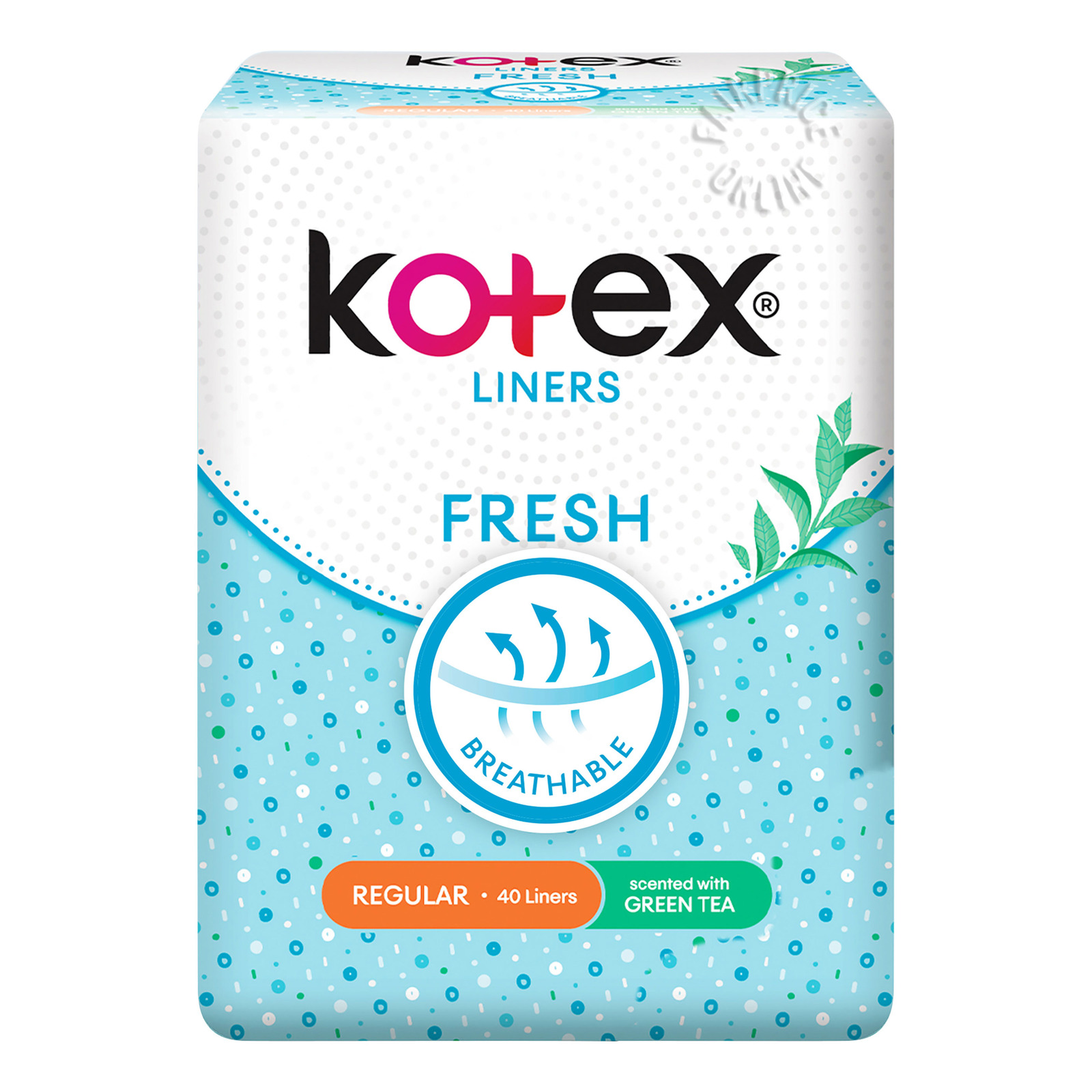 Kotex Breathable Fresh Liners - Green Tea Scented (Regular) 40 per pack