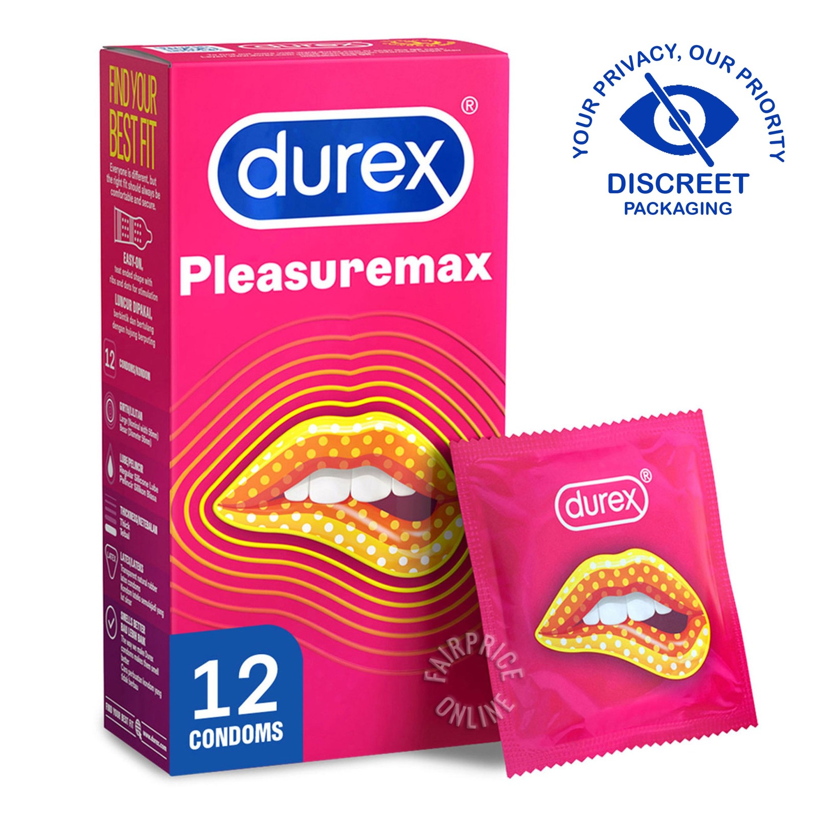 Durex Condom - Pleasuremax (56mm) 12 per pack