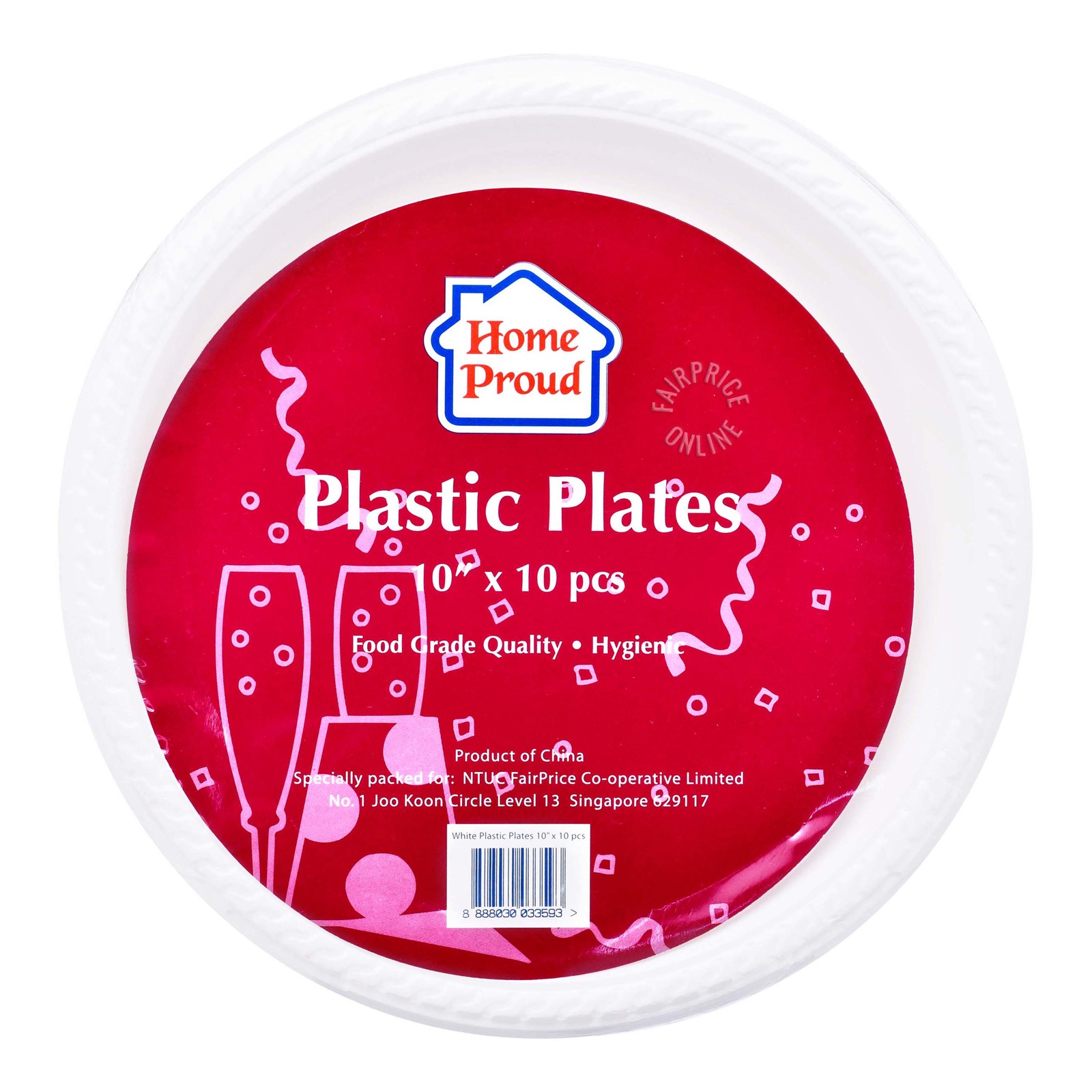 HomeProud Plastic Plates - White (25.4cm) 10 per pack