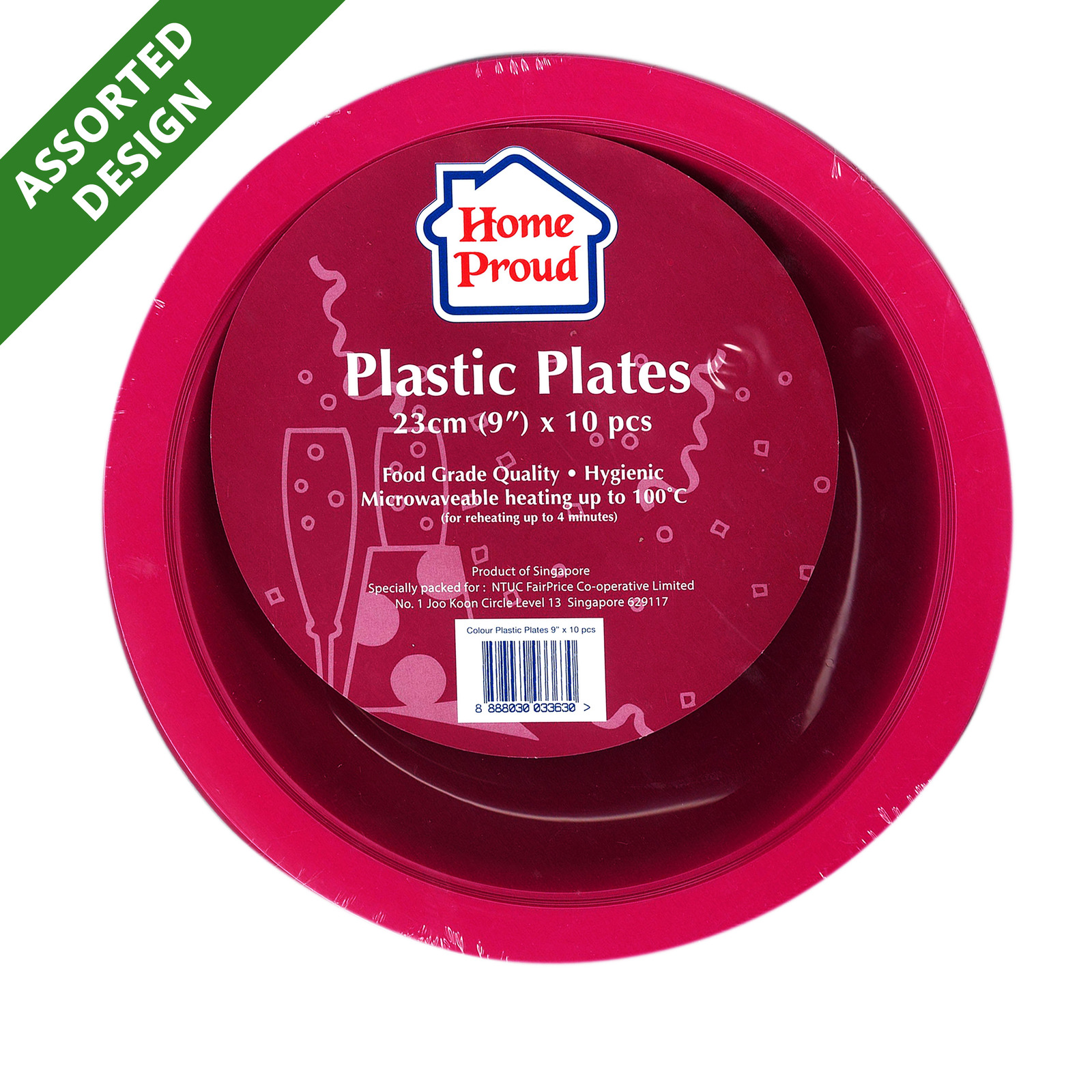 HomeProud Plastic Plates - Assorted Colour (23cm) 10 per pack