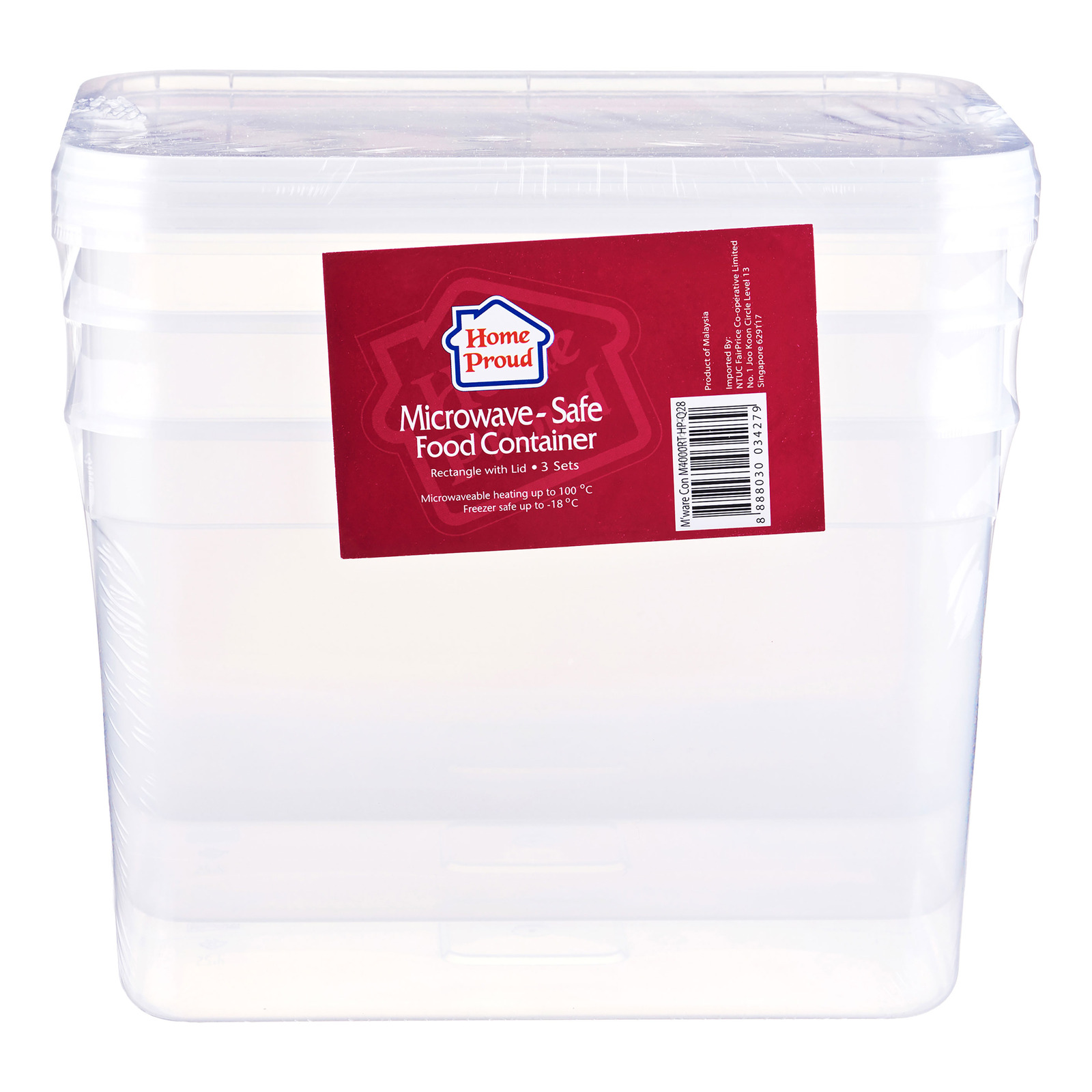 HomeProud Microwave-Safe Food Container - Rectangle 3 per pack