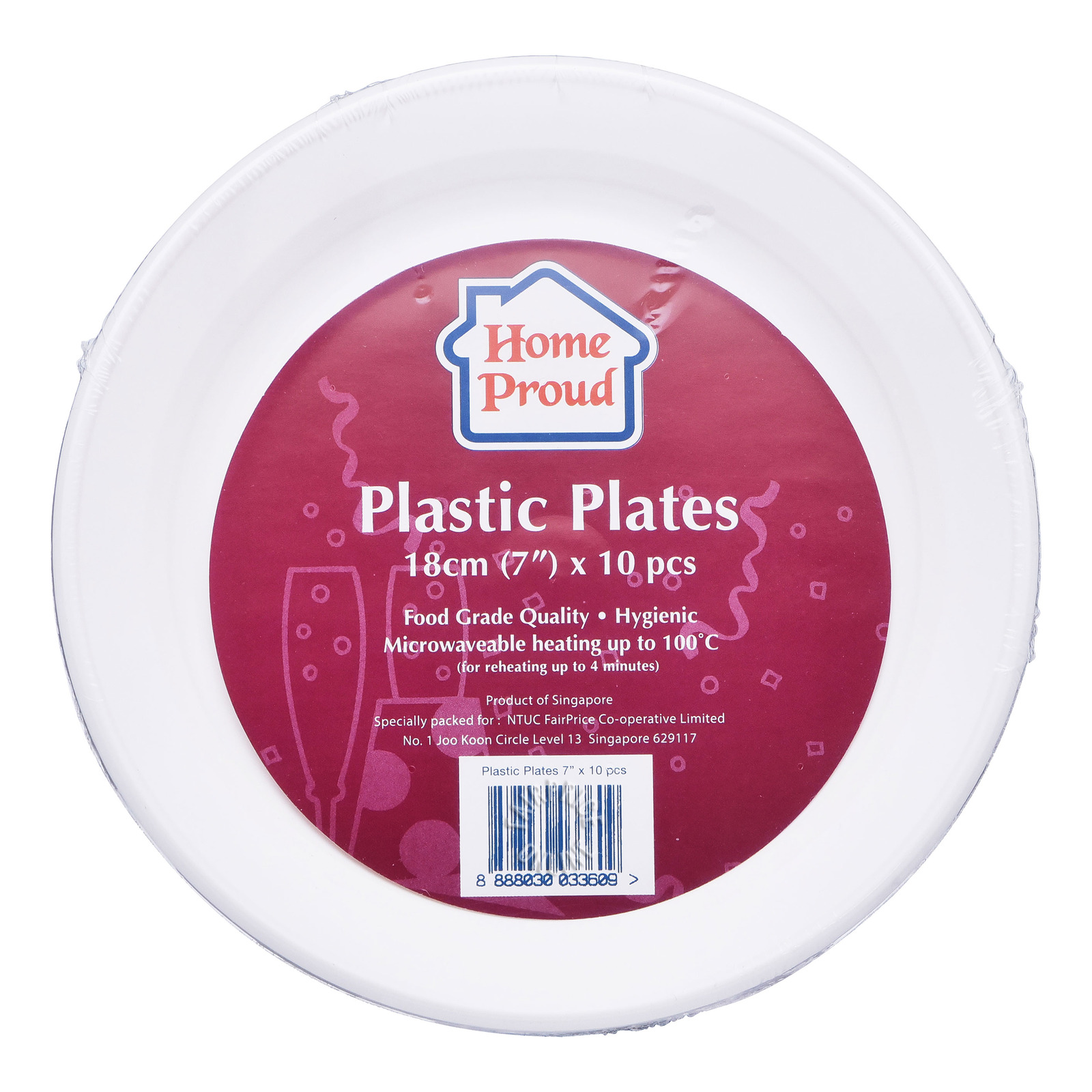 HomeProud Plastic Plates - White (18cm) 10 per pack