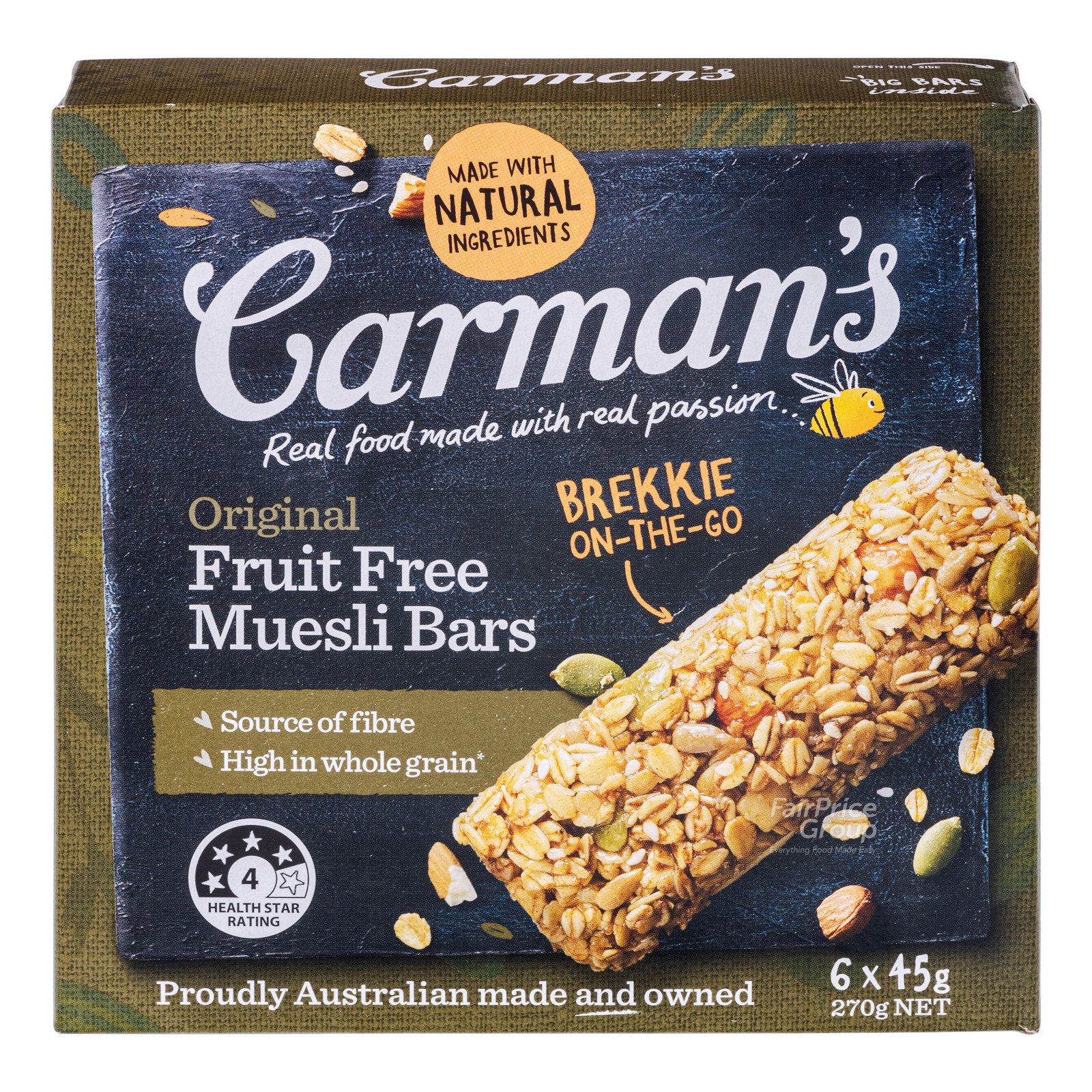 Carman's Muesli Bars - Original (Fruit Free) 6 x 45g