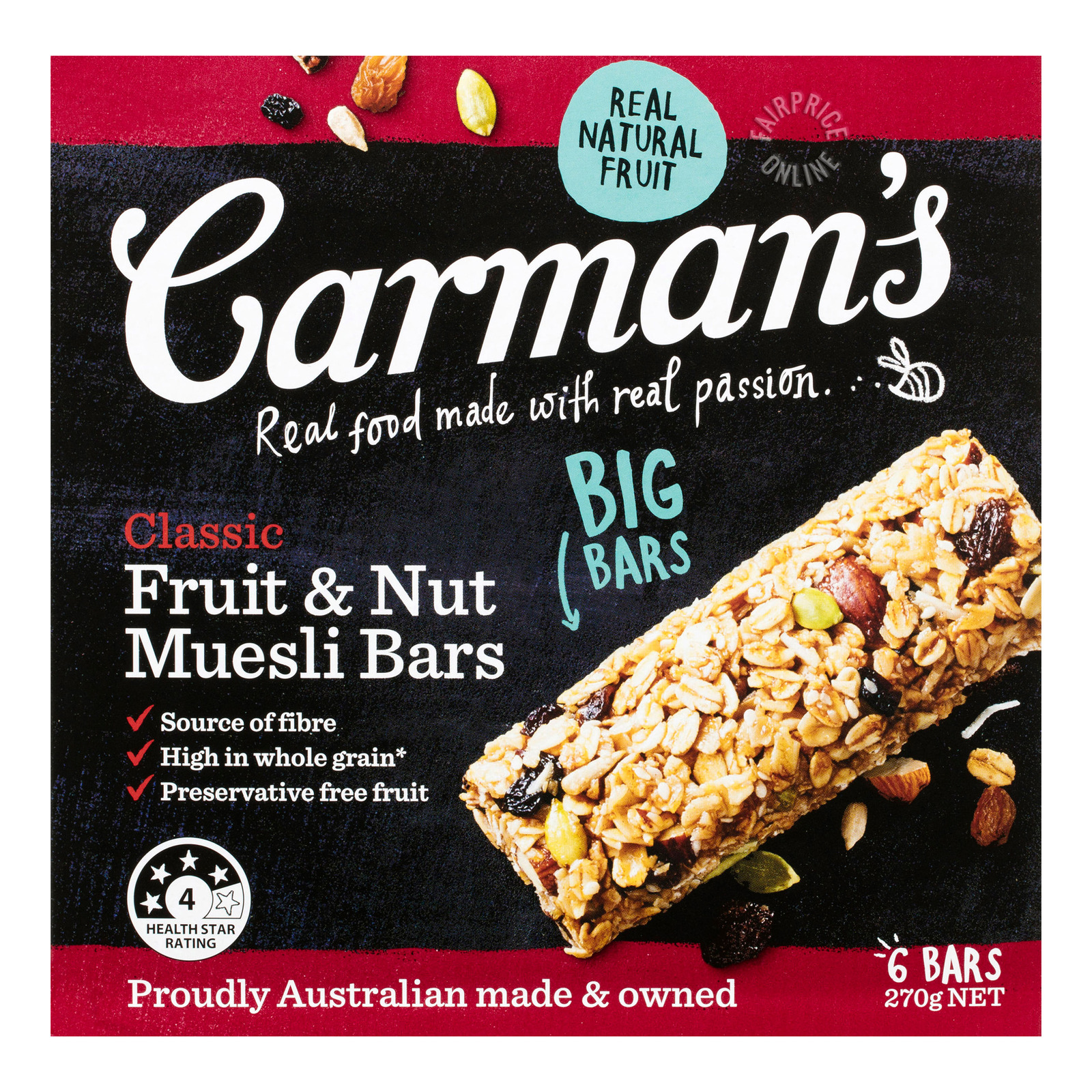 Carman's Muesli Bars - Classic (Fruit & Nut) 270g