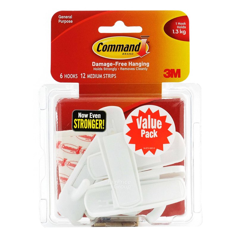 3M Command Hooks - Medium 6 per pack