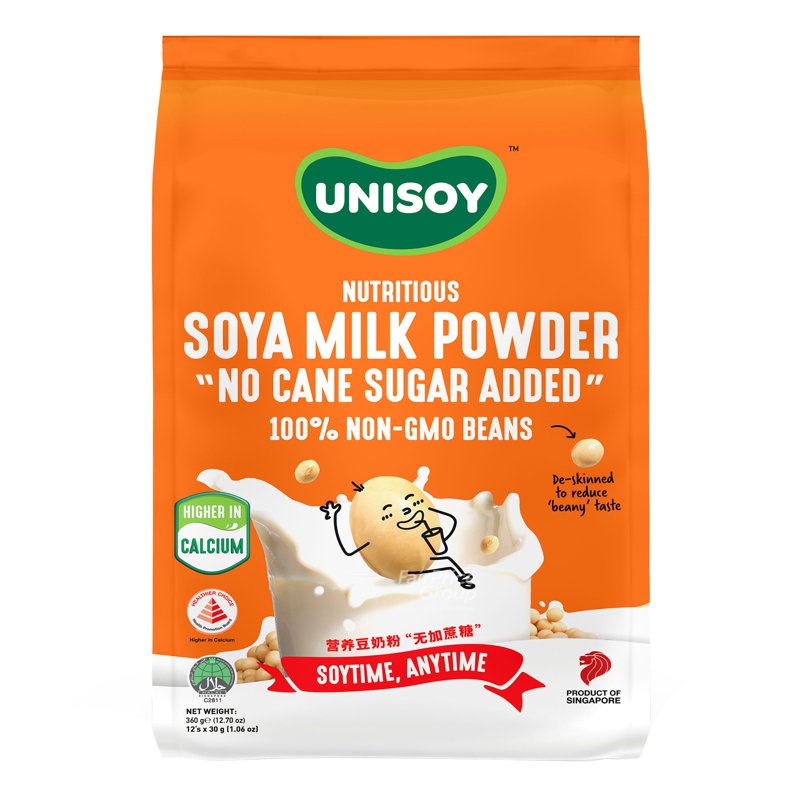 Unisoy Instant Nutritious Soya Milk Powder - No Cane Sugar 12 x 30g