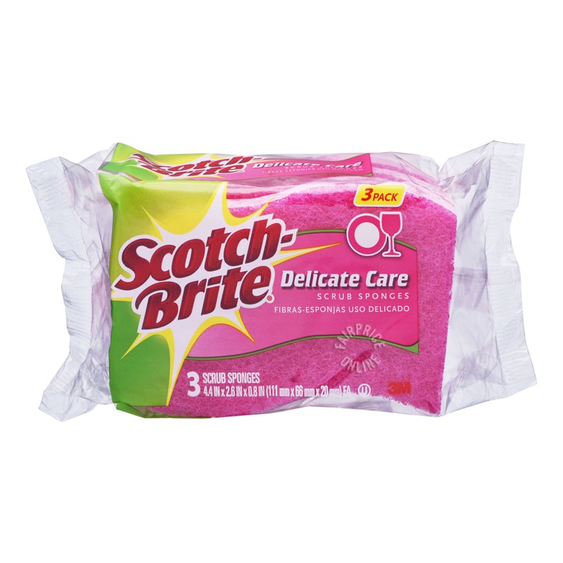 3M Scotch-Brite Scrub Sponges - Delicate Care (Pink) 3 per pack