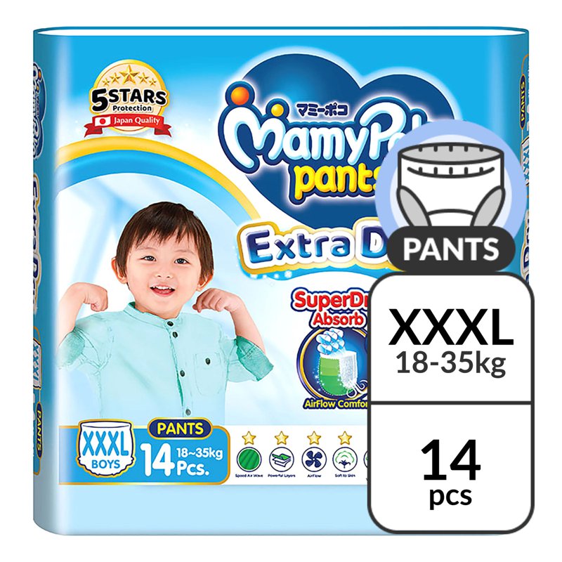 MamyPoko Extra Dry Skin Boy Pants - Xxxl (18 - ) 14 per pack