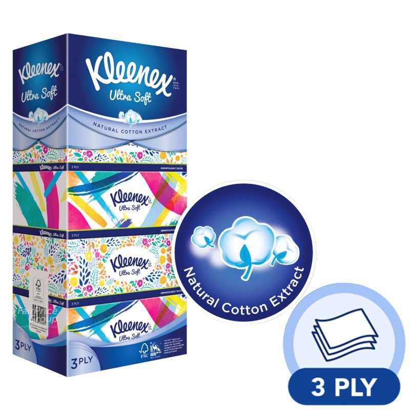 Kleenex Facial Tissue Box - Floral (3ply) 5 x 100 per pack