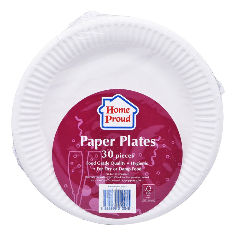 HomeProud Disposable Paper Plates (17.78cm) 30 per pack