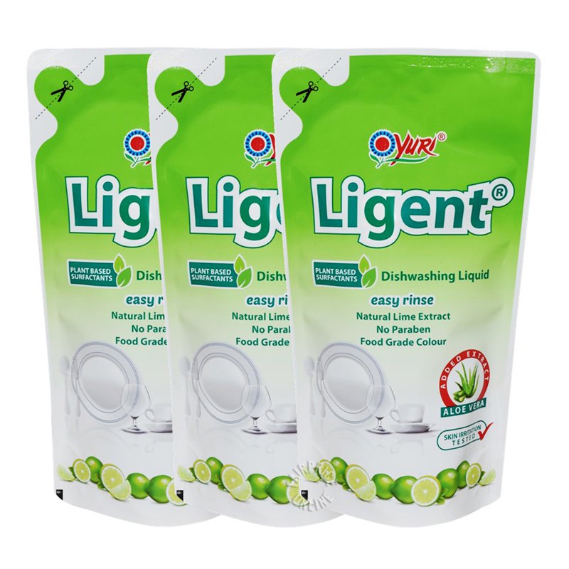 Yuri Ligent Dishwashing Detergent Refill - Lime 3 x 600ml