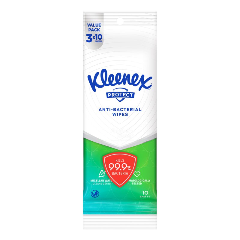 Kleenex Hand Sanitizing Moist Wipes - AntiBac 3 x 10 per pack