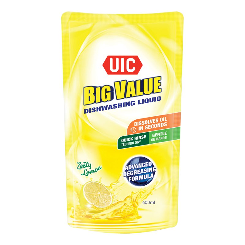 Uic Big Value Dishwashing Liquid Refill - Lemon
